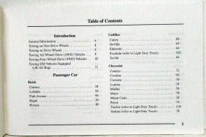 1999 General Motors Passenger Car and Light Truck Towing Instructions Manual