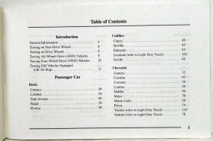 1999 General Motors Passenger Car and Light Truck Towing Instructions Manual