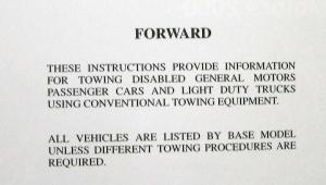 2000 General Motors Passenger Car and Light Truck Towing Instructions Manual