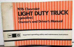 1976 Chevrolet Light Duty Pickup Truck Gas Owners Manual Suburban Blazer