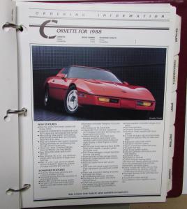 1988 Chevrolet Advance Product Information Dealers Album Corvette Camaro