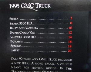 1995 GMC Truck Commercial Vehicles Pickups Vans Sales Brochure Original