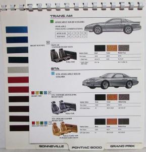 1990 Pontiac Color Interior Selections Dealer Album Sales Folder Trans Am