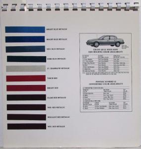 1990 Pontiac Color Interior Selections Dealer Album Sales Folder Trans Am