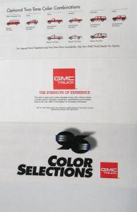 1996 GMC Pickup Truck & Van Color Selections Paint Chips Sales Folder Original