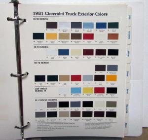 1981 Chevrolet Dealers Album Truck Values Book Paint Chips Upholstery Options