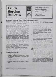 1992 GMC and Chevrolet Truck Service and Product Campaign Bulletins