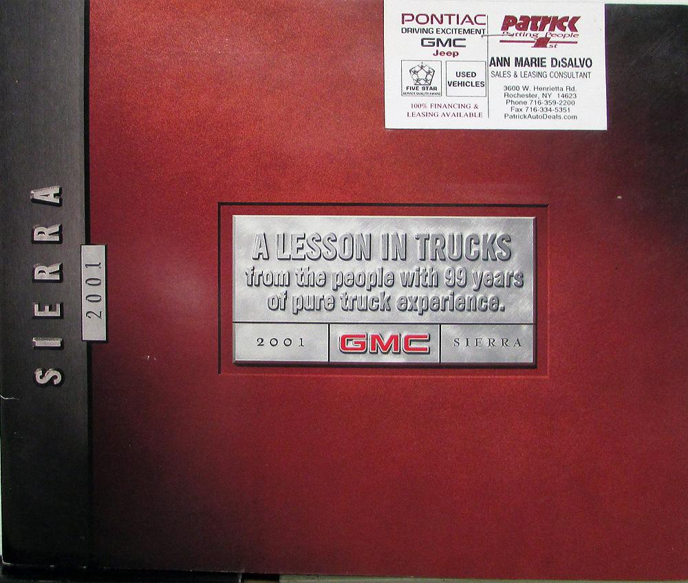 2001 GMC Sierra Pickup Truck Sales Brochure Original