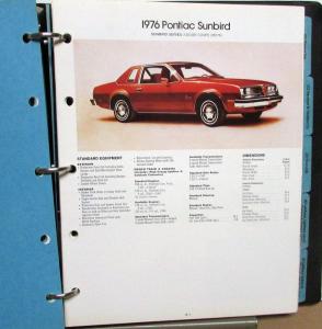 1976 Pontiac Dealer Sales Album Specs Options Firebird Trans Am Grand Prix