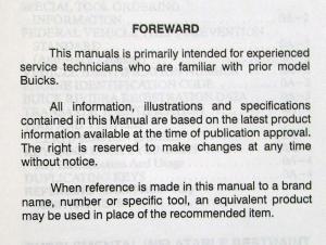 1993 Buick Riviera Service Shop Repair Manual