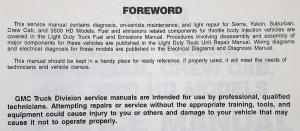 1993 GMC Sierra Yukon Suburban Crew Cab and 3500 HD Service Shop Repair Manual