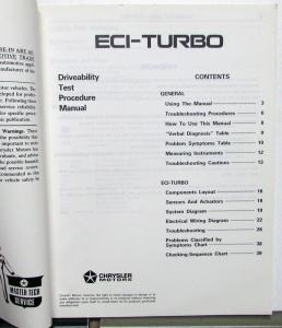 1987 Dodge Colt Chrysler Conquest Service Shop Manual ECI-Turbo Troubleshooting
