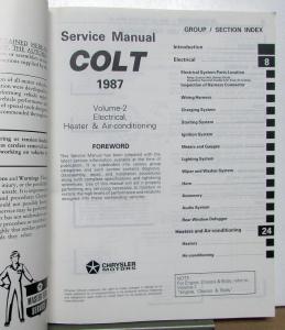 1987 Dodge Colt Dealer Service Shop Repair Manual Set Volumes 1 & 2