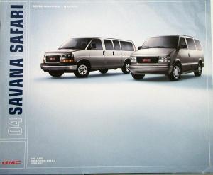 2004 GMC Savana & Safari Vans Truck Sales Brochure Original