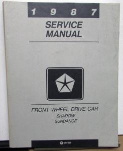 1987 Dodge Shadow & Plymouth Sundance Dealer Service Shop Repair Manual