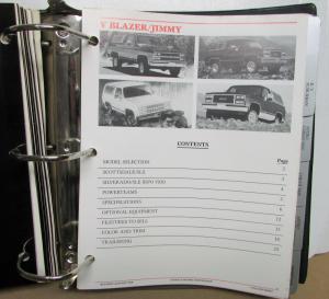 1989 Chevrolet GMC Dealer Facts Data Album Pickup Jimmy Blazer Astro