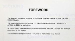 1982 Ford Cars & Light Truck EEC-III Tester Manual - Engine/Emissions Diagnosis