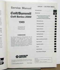 1989 Dodge Plymouth Colt & Eagle Summit Dealer Service Shop Repair Manual Set