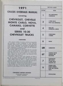 1971 Chevrolet Passenger Cars and 10-30 Series Trucks Chassis Overhaul Manual