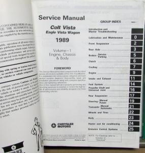 1989 Dodge Plymouth Eagle Colt Vista Wagon Dealer Service Shop Repair Manual Set