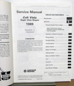 1989 Dodge Plymouth Eagle Colt Vista Wagon Dealer Service Shop Repair Manual Set