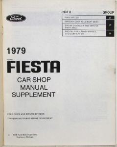 1979 Ford Fiesta Service Shop Repair Manual Supplement