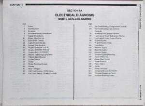1988 Chevrolet Monte Carlo Electrical Diagnosis Service Shop Manual Supplement