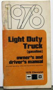 1978 Chevrolet Light Duty Pickup Truck Gas Owner Manual C/K Suburban Blazer