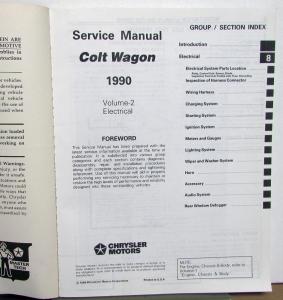 1990 Dodge Plymouth Colt Wagon Dealer Service Shop Repair Manual 2 Vol Set