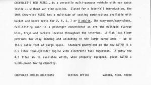 1985 Chevrolet Astro Van Press Photo and Release 0519