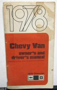 1978 Chevrolet Van Sportvan Owners Drivers Manual Passenger and Cargo G Series