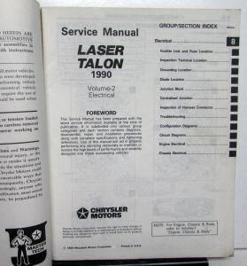 1990 Plymouth Laser & Eagle Talon Dealer Service Shop Repair Manual 2 Vol Set