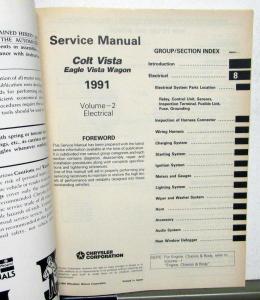 1991 Dodge Plymouth Eagle Colt Vista Wagon Dealer Service Shop Repair Manual Set