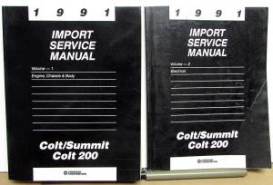 1991 Dodge Plymouth Colt & 200 Eagle Summit Service Shop Repair Manual 2 Vol Set