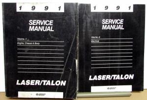 1991 Plymouth Laser & Eagle Talon Dealer Service Shop Repair Manual 2 Vol Set