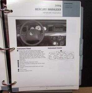 2004 Mercury Product Portfolio Dealer Album Paint Chip Features Grand Marquis