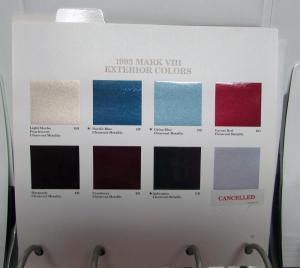 1993 Lincoln Color & Upholstery Selections Mark VIII Town Car Continental