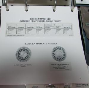 1993 Lincoln Color & Upholstery Selections Mark VIII Town Car Continental