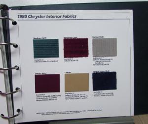 1980 Chrysler Data Book Color & Trim Dealer Album LeBaron Cordoba New Port