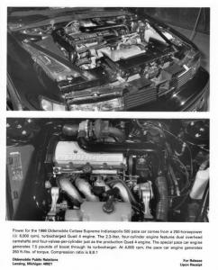 1988 Oldsmobile Cutlass Supreme Indy 500 Pace Car Quad 4 Engine Press Photo 0324