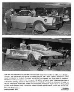 1988 Oldsmobile Cutlass Supreme Indy 500 Pace Car Body Prep Press Photo 0326