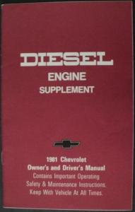 1981 Chevrolet Light Duty Truck Diesel Engine Supplement Owners Manual