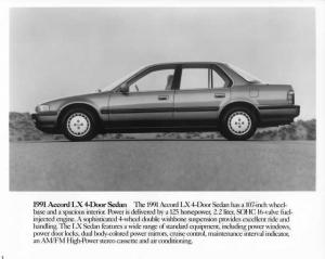 1991 Honda Accord LX 4-Door Sedan Press Photo 0037