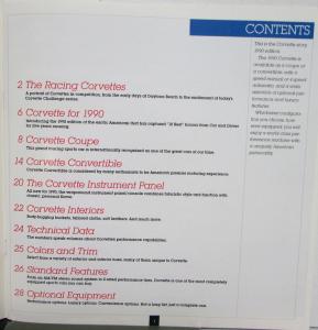 1990 Corvette Dealer Sales Brochure C4 Coupe Convertible Racing