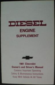 1981 Chevrolet Pickup Truck Diesel Engine Supplement Owners Manual