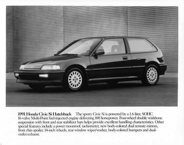 1991 Honda Civic Si Hatchback Press Photo 0046