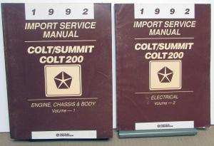 1992 Dodge Plymouth Colt & 200 Eagle Summit Service Shop Repair Manual 2 Vol Set