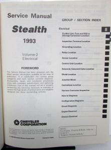 1993 Dodge Stealth Dealer Service Shop Repair Manual 2 Volume