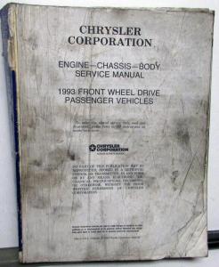 1993 Chrysler Dodge Plymouth FWD Service Shop Manual Set Daytona LeBaron Shadow