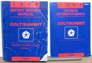 1993 Dodge Plymouth Colt & Eagle Summit Service Shop Repair Manual 2 Vol Set
